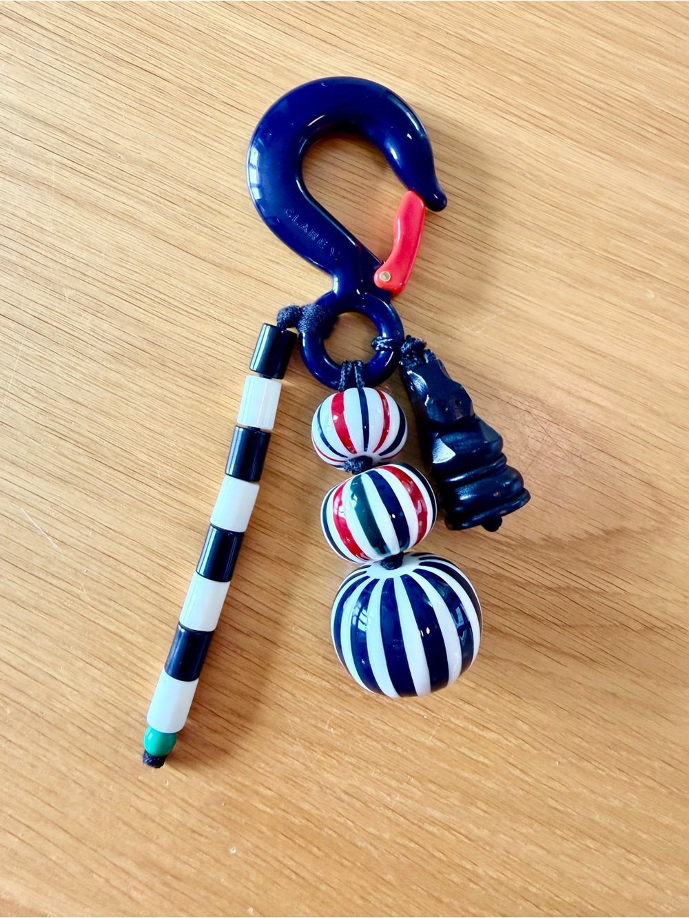 Clare V beaded Stripe key fob NWT retail $135